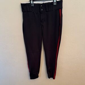 Girls Champro Black Softball Pants with Red Stripe
